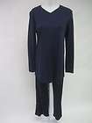   COUTURE Navy Blue Lace Up Vest Top Straight Leg Pleated Pants Set Sz 6