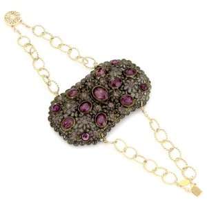Nola Singer Priscilla Filigree Purple Oval Shaped Stone Brooch Chain 