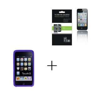 IPHONE 4 IPHONE 4G Purple Clear Gel Soft Skin Case + PREMIUM LCD 