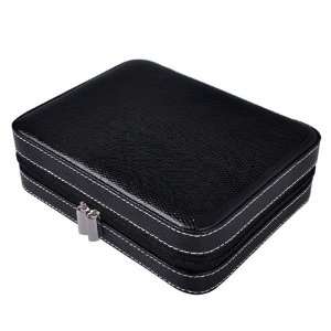  Black Leather 4 Watch Display Case Storage Jewelry Box 