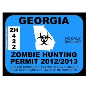  Georgia Zombie Hunting Permit 2012 (Bumper Sticker 