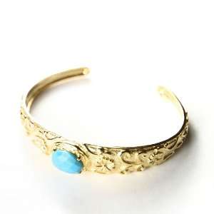  18k Gold Plated Bracelet with Faux Turquoise Stone Accent 