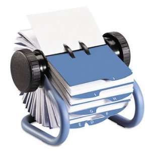   Open Rotary Business Card File with 24 Guides, Blue