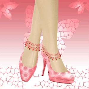 PINK BEADED FLOWER STRETCHABLE BAREFOOT ANKLET HANDMADE  