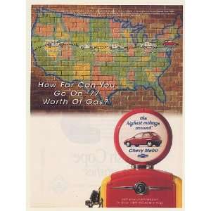   Mileage Around Old Gas Pump USA Map Print Ad (53810)