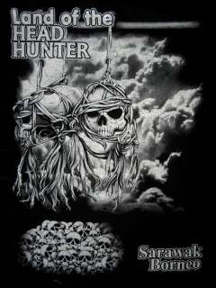 14# Dayaks trophy skull tattoo T shirt Sarawak Borneo  