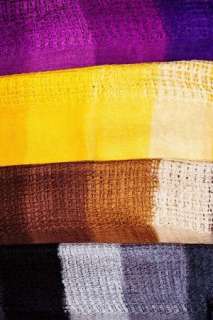 FRINGE Tribal Boho tie dye 3 tone stripes crochet Scarf  