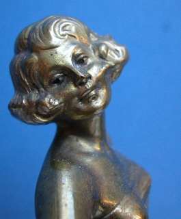 Austrian Bronze Statue of Woman by Bruno Zach c. 1930s w/ Marble base 