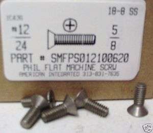 12 24x5/8 Flat Phil Machine Screw Stainless Steel (20)  