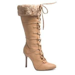  Shoes 4 Inch Heel Knee High Boot With Fur (Tan;7) Toys 