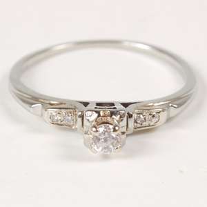 Vintage Ladies 18k White Gold Diamond Engagement Ring Size 7.5 • 1.7 