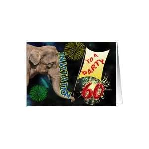  600th Birthday Party Invitation, elephant and flag Card 