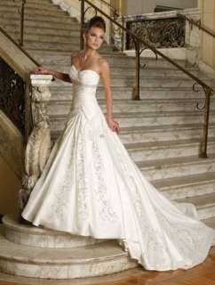 Custom made wedding bridal dress sleeveless white/ivory lace/embroider 