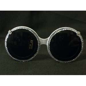  Rhinestone Studded Flip Lens Mouse Sunglasses(Silver Frame 