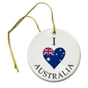  I HEART AUSTRALIA World Flag 2 7/8 inch Hanging Ceramic 