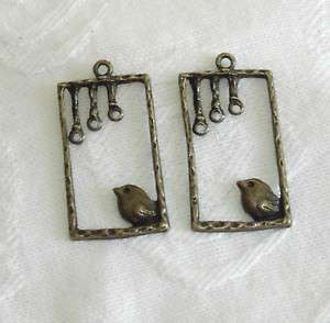 Pieces of Antiqued Bronze Bird Earring / Charms  