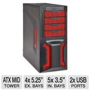  XION ATX Red LED Mid Tower Case w/ 500W PSU