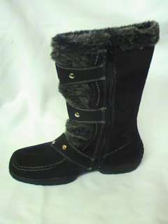 Black Suede Boots w/Fur & Buckles  jessica8#2 Yth Sz 9  