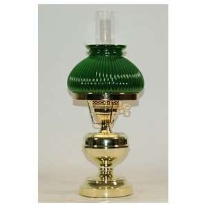  Green Cased Glass & Brass Old Fashioned Student Lamp