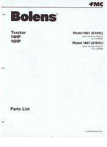  TRACTOR PARTS LIST MANUAL 14HP & 16HP MODEL 1461 G14XL G16XL 1661