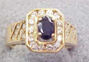 42 Carat Sapphire Ring W/ Diamonds 14k Gold .66 CTW  