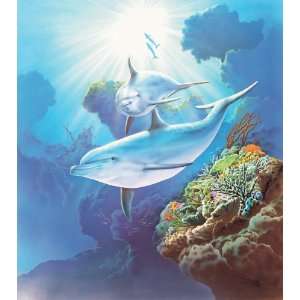   72023 Pre pasted Wall Mural Dolphins, 72 Inch Height x 48.5 Inch Width