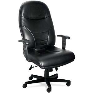   Swivel/Tilt Chair With Adjustable Arms, Black Leather