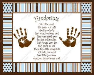 Blue & Brown Stripe Max Babys First Handprints w/ Poem  