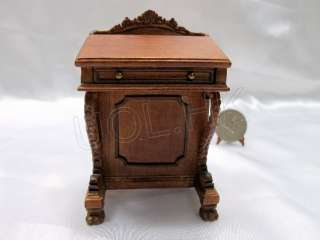 Scale Carved Davenport Desk Finished In Walnut for doll house  