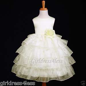   PAGEANT TIERED ORGANZA FLOWER GIRL DRESS 12M 18M 2/2T 4/4T 6 8 10