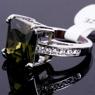 Square cz White Gold Plated Swarovsk Crystal Ring 18R  