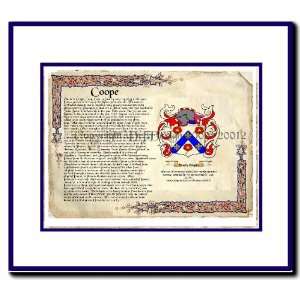  Coope Coat of Arms/ Family History Wood Framed