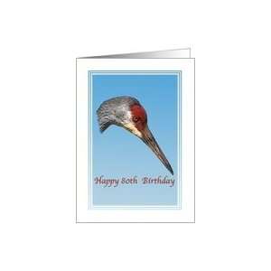  80th Birthday with Sandhill Crane Card Toys & Games