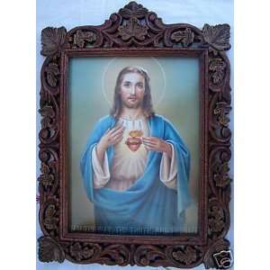 Lord Jesus Poster Painting in carved wood Frame