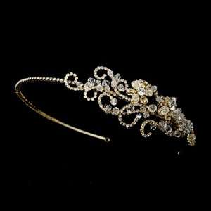   Gold Swarovski Rhinestone Flower Cluster Headband   HP 8347 Beauty