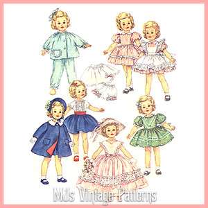 Vtg 1950s Doll Clothes Pattern 15 Shirley Temple Long Dress, Formal 
