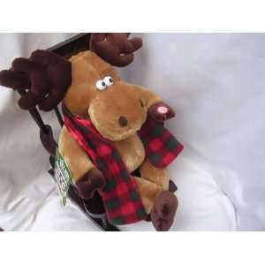   Got Run Over By a Reindeer Music Box Rocking Chair ; Moose Plush Toy