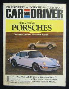CAR and DRIVER Magazine September 1988 Porsche 911  