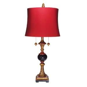  Pack of 2 Regal Vintage Style Red & Gold Table Lamps