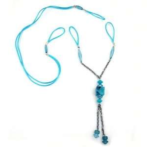  NECKLACE, TURQUOISE BEADS, CORD, 90CM, NEW DE NO Jewelry
