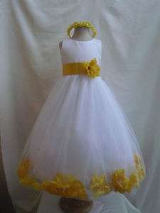 NEW WHITE YELLOW INFANT BABY PAGEANT FLOWER GIRL DRESS S M L XL 2 4 6 