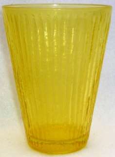 Vintage Jeannette Glass Yellow Tree Bark Reissue 6oz Tumblers (4 