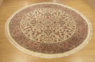 Beautiful Handmade Round Oriental Rug Wool & Silk Tabriz Rug 