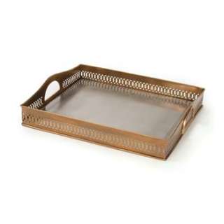 With delicate trellis style edges and contrasting brass and pewter 