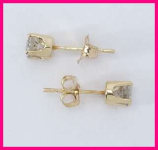 Pair 14kyg Round Diamond Solitaire Stud Earrings .40ct  