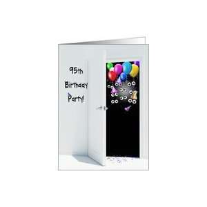 95th Surprise Birthday Party invitation with balloons Card 