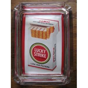 Lucky Strike Cigarettes Glass Ashtray , Change or Candle Tray NEW in 