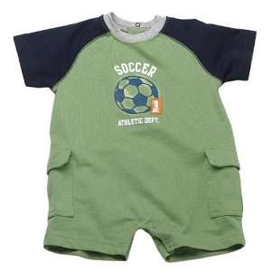  Boys Soccer Romper   Green 9 Months Baby