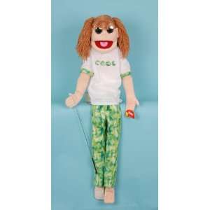 Brunette Haired Girl Puppet with Pigtails   Wrap Around 