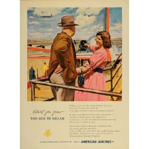 1949 Ad American Airlines AA Airplane Tarmac Airport   Original Print 